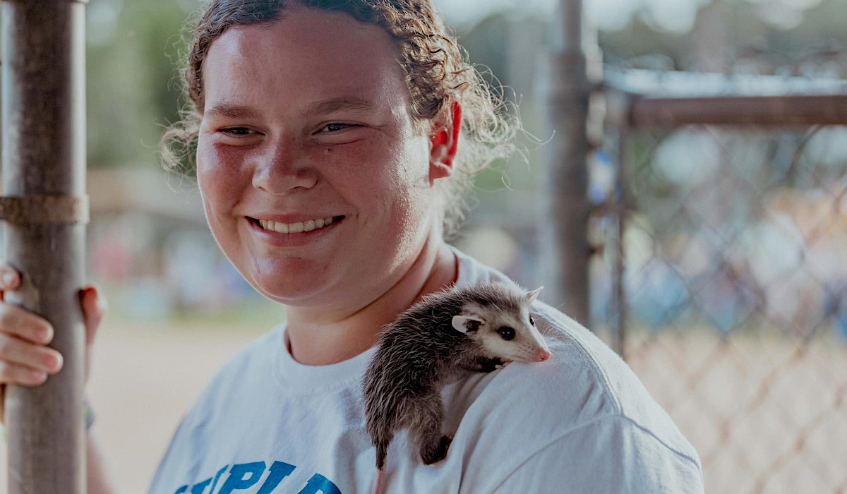 girl with a possum